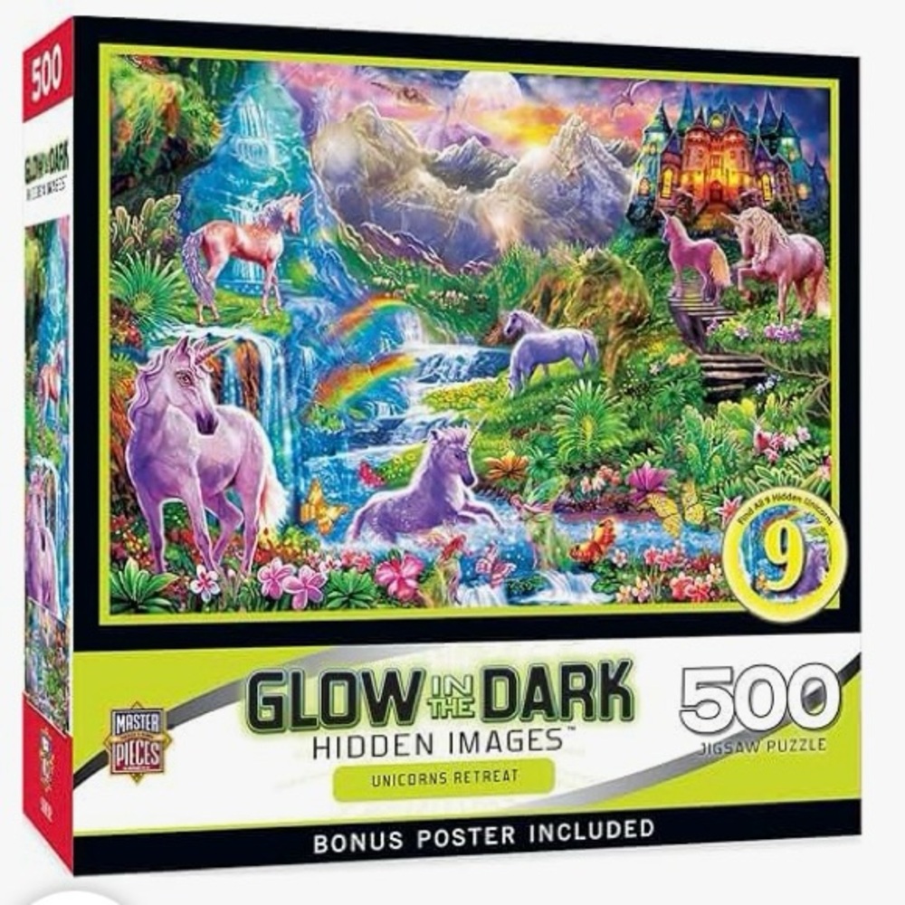 MasterPieces Unicorns Retreat 500 Piece Jigsaw Puzzle, Glows in the Dark